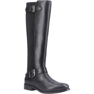 Hush Puppies Daphne Leder Damenschuhe schwarze Stiefel