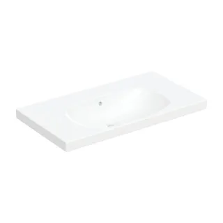 Geberit Acanto Waschtisch 500624018 90 x 48,2 cm, mit Ablagefläche, mit Überlauf, ohne Hahnloch, weiß KeraTect