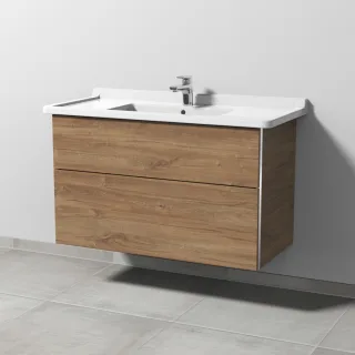 Sanipa 3way Waschtischunterbau zu Duravit Starck 3 Waschtisch mit 2 Auszügen, Eiche-Kansas BR71259