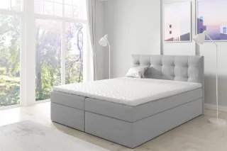 Boxspringbett Schlafzimmerbett OVIEDO 140x200cm Stoff Hellgrau