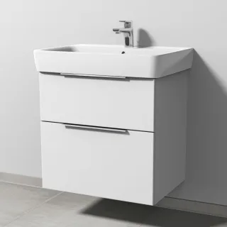 Sanipa 3way Waschtischunterbau zu Geberit Renova Plan Waschtisch mit 2 Auszügen, Weiß-Soft UM87643
