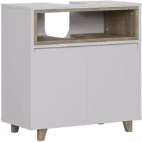 Vicco Waschbeckenunterschrank Elnor, Weiß/Eiche/Weiß, 60 x 61 cm mit 2 Türen (1-St)