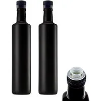 mikken Ölspender 2er Set Ölflasche 500 ml Glasflasche schwarz mit Ausgießer Dosierer, (Spar-Set, 2-tlg), 0,5 Liter, tropffreies Dosieren, hygienische Aufbewahrung