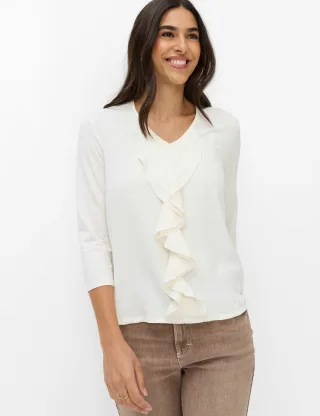 Brax Damen Shirt Style CLARISA M soft ecru, Altweiß, Gr. 48