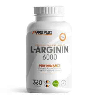 ProFuel L-Arginin 6000 | 360 Kapseln | mit pflanzlichem L-Arginin aus Fermentation | ohne Zusätze | vegan