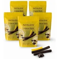 PATISLOVE Schokolade Patislove Zartbitterschokolade Zitronen-Sticks, Schoko-Stäbchen, 80g, Ohne künstliche Farbstoffe, Spritzige Zitronenfüllung