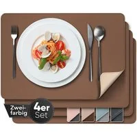 Loco Bird Platzset aus Kunstleder, 4er Set Zweifarbig, 43x30cm Lederoptik -, abwischbare Platzdeckchen Kunstleder