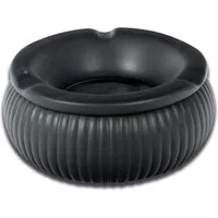 Coumo Aschenbecher Großer Windaschenbecher Keramik Ø 15 cm, Antik Schwarz, mit Deckel