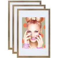 IDEAL TREND Bilderrahmen 3er 5er Set Holz Bilderrahmen Lifestyle Plexi Foto Rahmen Collage Wand, für 3 Bilder (3 St), Holz Bilderrahmen mit Papiereinleger und Kunststoffglas