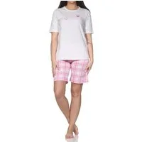 Normann Pyjama Normann Damen Schlafanzug kurzarm Shorty Karohose - auch in Übergröße