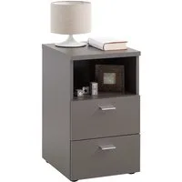 Lomadox Nachttisch CERNA-10, Nachtschrank Nachtkonsole, Lava / dunkelgrau, 35/61,5/39,9 cm