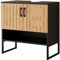 Vicco Waschbeckenunterschrank Vayra, Bambus/Schwarz, 60 x 65.5 cm (1-St)