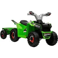 HOMCOM Elektro-Kinderquad Elektro-Quad, Kinderfahrzeug mit Anhänger, abriebfeste Räder, Grün, Belastbarkeit 25 kg, (1-tlg), Grün+Grau+Schwarz 106 x 41.5 x 48.5 cm