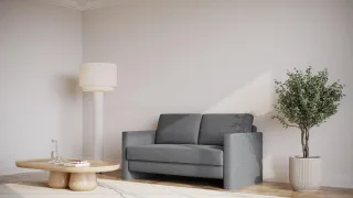 BRUNO Schlafsofa 140cm in Dunkelgrau | Kubus | stabiles Massivholz & Boxspringkomfort