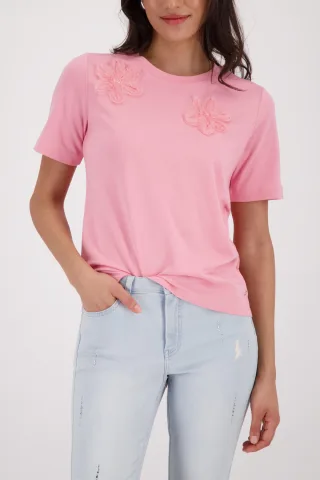 monari - T-Shirt mit 3D-Blumen spring flower - Gr. - 46