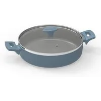 Michelino Servierpfanne Alythia Pfanee mit Glasdeckel - 28 cm in Blau, Aluminium (1-tlg), ergonomischer Griff, Induktionsgeeignet, 28 cm