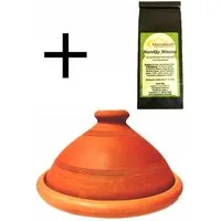 Marrakesch Orient & Mediterran Interior Dampfgartopf 2er Set Marokkanische Tajine Tuareg mit Minztee modern aus Ton 26 cm, Lehm (2-tlg), Handarbeit