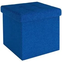 Intirilife Sitzhocker (Sitzwürfel mit Stauraum 30x30x30 cm in OZEAN BLAU - Fußablage, 1 St), Faltbare Sitzhocker - aus Stoff mit Mulden - Aufbewahrungsbox Truhe