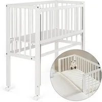 Fillikid Beistellbett Vario 2in1 - Weiß, 2-tlg., Stubenwagen auch für Boxspringbett Gitterbett verstellbar mit Rollen