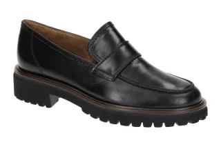 Paul Green Slipper 2683-06 Schwarz Natur Plateau Loafer Echtleder Blockabsatz