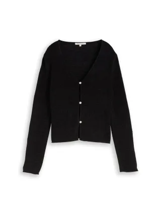 Denim Tom Tailor - Cardigan mit V-Ausschnitt deep black - Gr. - M