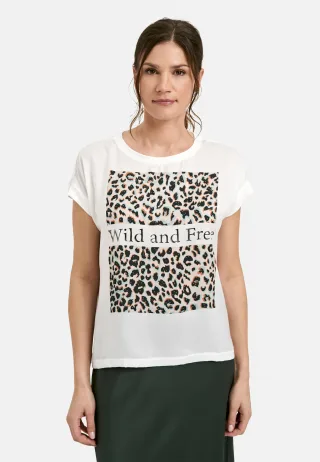 Milano Italy - Shirt with roundneck, oversized shoulder and Artwork offwhite - Gr. - XL