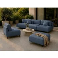 A&J MöbelLand GmbH Gartenlounge-Set Outdoor Lounge Set SUN – Sofa, Sessel und Hocker, (Outdoor Lounge Set für Garten und Terrasse, 3-teiliges modernes Garten Lounge Set), Wetterfestes Lounge Set für Garten und Terrasse