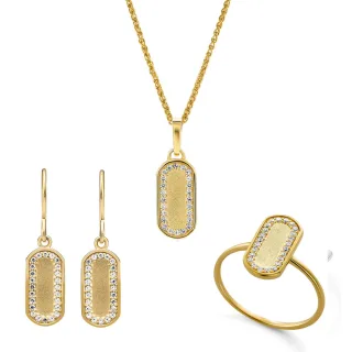 Orphelia 'Malaga' Damen Set aus 925er Sterling Silber: Halskette + Ohrringe + Ring - Gold SET-7573/G