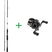 DAM Fishing Baitcasterrute SPAR SET BASE-X CAST Baitcastrute + Baitcastrolle OZOR BC LH 200, (Spar-Set, 2-tlg), Baitcastrute mit Rolle als Spar-Set
