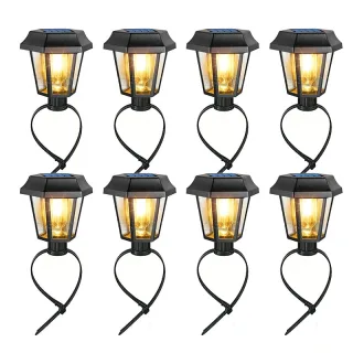 8pcs/pack JZSTOM Solar Tungsten Filament Lamp 3000K Outdoor Garden Lights Waterproof IP65 Fence Lighting Auto On/Off War