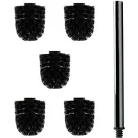 Daloual WC-Reinigungsbürste Ersatzbürstenköpfe Ø 6,5 cm inklusive Edelstahlgriff, Badezimmer, Gäste-WC, (Vorteils-Set, 6-tlg), Auswechselbarer Bürstenkopf, hochwertige Borsten, rostfrei, Edelstahl