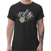 Shirtracer T-Shirt Edelweiß Berge Wandern Wanderlust Berg ruft Alpen Mode für Oktoberfest Herren