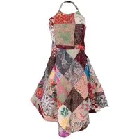 Guru-Shop Midikleid Patchwork Unikat Sommerkleid, Neckholder..