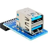 USB 3.2 Gen 1 Adapter, 19 Pin Header > 2x USB-A Buchse nach oben, übereinander