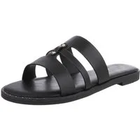Ital-Design Elegante Damen-Sandalen aus veganem Material, beige Pantolette (89368574) Blockabsatz Pantoletten in Schwarz