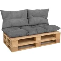 Amilian Palettenkissen Set 3-teilig Palettenauflagen für Europaletten, Balkon, Terrasse, Sitzkissen 120x60 cm + 2x Kissen 40x60 cm