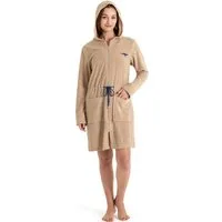 KangaROOS Damenbademantel Kira, ideal für Sauna & Spa, Hotelbademantel, Morgenmantel, Kurzform, Leichtfrottier, Kapuze, Reißverschluss, mit Bindekordel, kurz, Bademäntel für Damen, XS-3XL