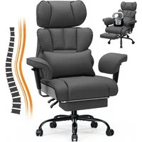 Hoffree Drehstuhl XXL Ergonomischer Bürostuhl Chefsessel Gaming-Stuhl Kunstleder, mit Fußstütze, verstellbarer Kopf- & Armlehnen, Max bis 200 kg