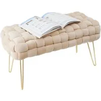 Zedelmaier Sitzhocker Ottoman Sitzbank Schminktisch Hocker Fußhocker Polsterhocker (ZDV7642-CM), Größe: L76*B38*H41,5cm Goldene Beine
