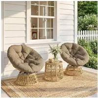 Outsunny Gartenlounge-Set Gartenmöbel-Set 3-tlg., Bistro-Set inkl. Couchtisch, 2 Stühle, (Gartengarnitur, 3-tlg., Gartensitzgruppe), Balkonmöbel für Terrasse, Gelb