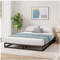 ZINUS Bettgestell Joseph - Stabiler Bettrahmen mit Holzlattenrost & Stauraum (Bis 318 kg belastbar, 1-tlg., Doppel/Einzelbett, Schwarz, 180x200 cm), Kinderleichter Aufbau, Robust