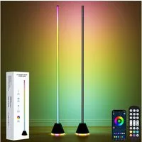 Lujasi LED Stehlampe RGBIC LED Stehlampe Wohnzimmer, dimmbar mit Fernbedienung & App, Timing -Funktion, LED fest integriert, warmes Licht, kaltes Licht, natürliche Licht, rgb, 16 Millionen DIY-Farben, Musik-Sync, Höhenverstellbare Ecklampe
