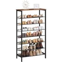 Hoobro Schuhregal Große schmal Schuhablage, 8-stöckiges Schuhschrank hoch, Metall, für 24-32 Paar, für Eingang, Flur