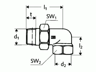 Schell Heizkörperverschraubung Eckform 1" messing 10bar 141080099