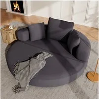 Merax Schlafsofa mit Schlaffunktion, Multifunktionales Sofa mit Hocker, Boneless Couch, Klappsofabett für Wohn/Arbeits/Schlafzimmer 1 Teile, 2-in-1 Sofa-Bett mit Cordstoffbezug inkl. 3 Kissen, 173x176cm