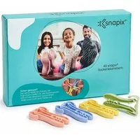 snapix Sockenklammer [40 Stück],(Set mit Klammerbeutel & Wäschenetz ODER 40x Einzelklammern, Sockenclips für Waschmaschine und Trockner), Nie Wieder Socken sortieren