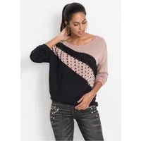 bonprix Longpullover lässig geschnitten, wunderschöne Schmucksteinchenapplikation