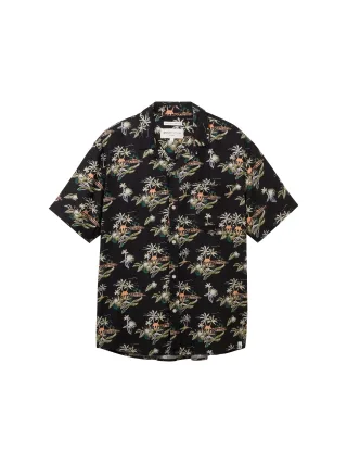 Denim Tom Tailor - Relaxed Hemd black tropical print - Gr. - L
