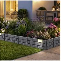 HTI-Living Beetumrandung Beeteinfassung Nessa Solar, LxH: 43.5x29 cm, Set, 4 Module, davon 1 Modul mit Solarpanel, Beetbegrenzung Beetumrandung