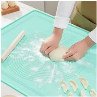 FOUORTUNATE-BEE Backmatte Teigmatte Backmatte mit Maßskala Rutschfest Antihaft Silikon, Ideal für Fondant Pizza Gebäck Teig Ausrollen und Backen